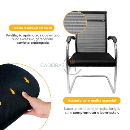Imagem de Cadeira de Escritório Com Base Fixa Diretor London Mesh Preta