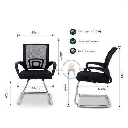 Imagem de Cadeira de Escritório Detroit Com Base Fixa Preta Tela Mesh
