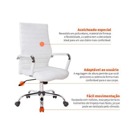Imagem de Cadeira de Escritório Diretor Giratória Cleaner Branca