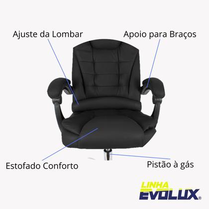 Imagem de Cadeira de Escritório Diretor Giratória Office CEO Preta Para Trabalhar Luxo Minimalista