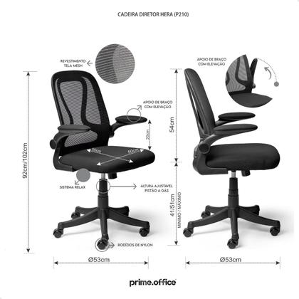 Imagem de Cadeira de Escritório Diretor Preta Giratória com Tela Mesh prime.office P210