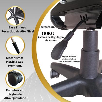 Imagem de Cadeira de Escritório Ergonômica Apoio Lombar Preta Com Encosto Tela Mesh NR17 Confortável Diretor Secretária Office Giratória Com Rodinha