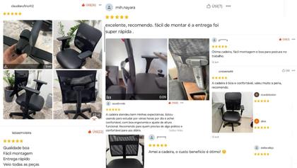 Imagem de Cadeira de Escritório Ergonômica Apoio Lombar Preta Com Encosto Tela Mesh NR17 Confortável Diretor Secretária Office Giratória Com Rodinha