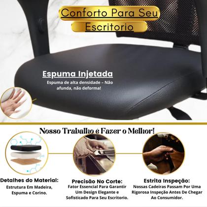 Imagem de Cadeira de Escritório Ergonômica Apoio Lombar Preta Com Encosto Tela Mesh NR17 Confortável Diretor Secretária Office Giratória Com Rodinha