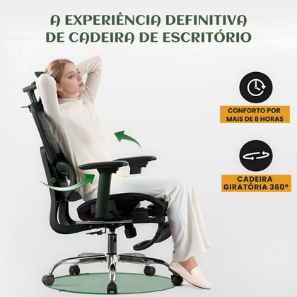 Imagem de Cadeira De Escritório Ergonômica BT07 e WT07 Luvinco Malha Respirável Suporte Lombar Adaptável Apoio Para Pés Retrátil Encosto Ajustável Seis Posições