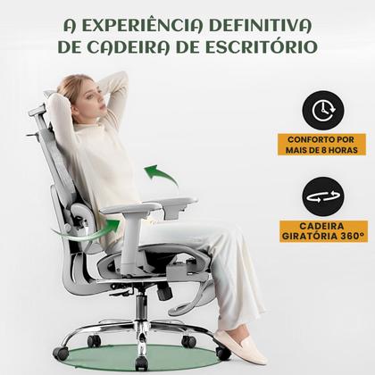 Imagem de Cadeira De Escritório Ergonômica BT07 e WT07 Luvinco Malha Respirável Suporte Lombar Adaptável Apoio Para Pés Retrátil Encosto Ajustável Seis Posições