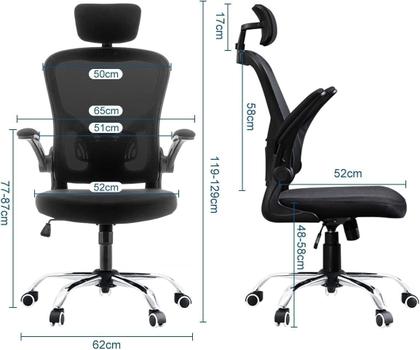 Imagem de Cadeira de Escritório Ergonomica Cadeira Home Office Com Encosto Confortável Reclinável Preto Vmstark