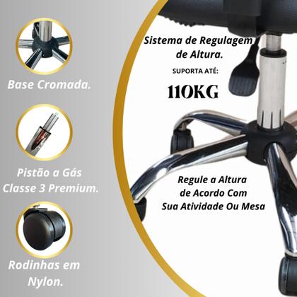 Imagem de Cadeira De Escritório Ergonômica Esteirinha Office Preta Confortável Giratória Secretária Com Rodinhas