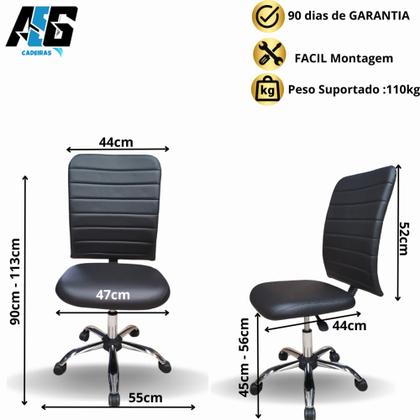Imagem de Cadeira De Escritório Ergonômica Esteirinha Office Preta Confortável Giratória Secretária Com Rodinhas