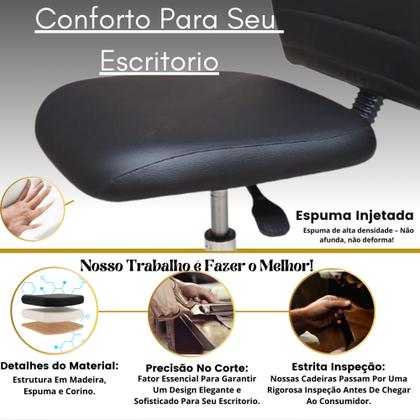 Imagem de Cadeira De Escritório Ergonômica Esteirinha Office Preta Confortável Giratória Secretária Com Rodinhas