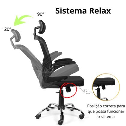 Imagem de Cadeira De Escritório Ergonômica Giratoria Ajuste Lombar Tecido Respirável Em Mesh Espuma Assento Injetada Laudo Nr17 Marca Brin7 Modelo B7_001_PT