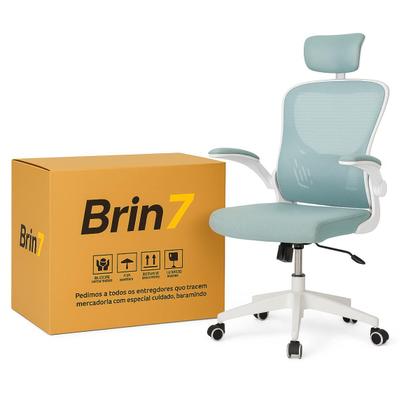Imagem de Cadeira De Escritório Ergonômica Giratoria Ajuste Lombar Tecido Respirável Em Mesh Espuma Assento Injetada Marca Brin7 Modelo B7_001_AZ