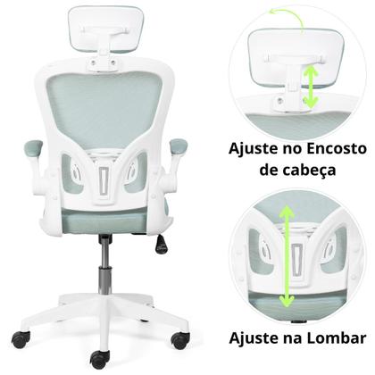 Imagem de Cadeira De Escritório Ergonômica Giratoria Ajuste Lombar Tecido Respirável Em Mesh Espuma Assento Injetada Marca Brin7 Modelo B7_001_AZ