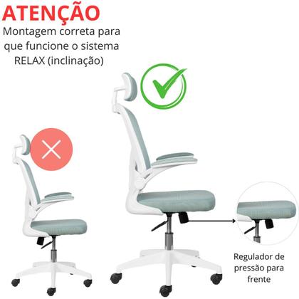 Imagem de Cadeira De Escritório Ergonômica Giratoria Ajuste Lombar Tecido Respirável Em Mesh Espuma Assento Injetada Marca Brin7 Modelo B7_001_AZ