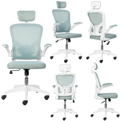 Imagem de Cadeira De Escritório Ergonômica Giratoria Ajuste Lombar Tecido Respirável Em Mesh Espuma Assento Injetada Marca Brin7 Modelo B7_001_AZ