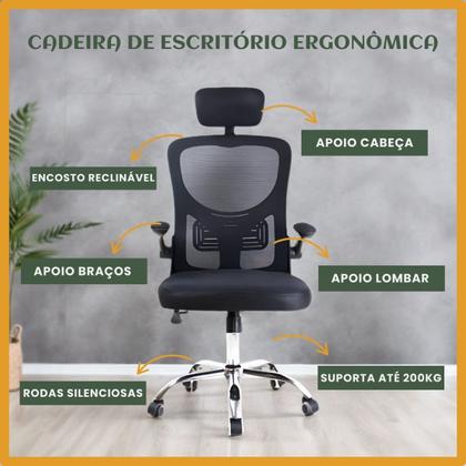 Imagem de Cadeira De Escritório Ergonômica Giratória B100 Com Estofado Mesh Luvinco
