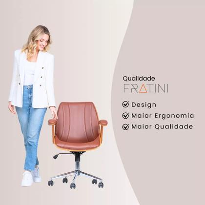 Imagem de Cadeira de Escritório Ergonômica Giratória Couro Fratini Kopenhagen Diretor Office Marrom