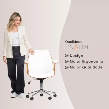 Imagem de Cadeira de Escritório Ergonômica Giratória Fratini Kopenhagen Diretor Branca