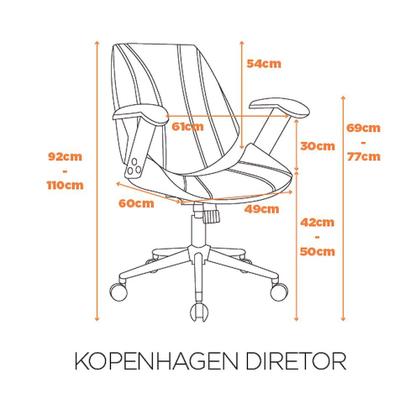 Imagem de Cadeira de Escritório Ergonômica Giratória Fratini Kopenhagen Diretor Branca