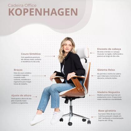 Cadeira de Escritório Ergonômica Giratória Fratini Kopenhagen Presidente Apoio Cabeça Office Branca Imagem de Cadeira de Escritório Ergonômica Giratória Fratini Kopenhagen Presidente Apoio Cabeça Office Branca