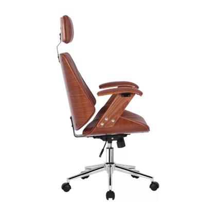 Imagem de Cadeira de Escritório Ergonômica Giratória Fratini Kopenhagen Presidente Office Apoio Cabeça Marrom