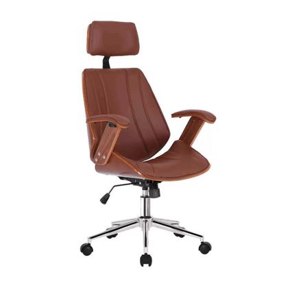 Imagem de Cadeira de Escritório Ergonômica Giratória Fratini Kopenhagen Presidente Office Apoio Cabeça Marrom