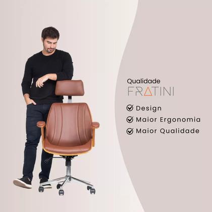 Imagem de Cadeira de Escritório Ergonômica Giratória Fratini Kopenhagen Presidente Office Apoio Cabeça Marrom