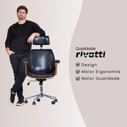 Imagem de Cadeira de Escritório Ergonômica Giratória Moderna Alta Presidente Lisboa Apoio Cabeça Office Preta