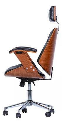 Imagem de Cadeira de Escritório Ergonômica Giratória Moderna Alta Presidente Lisboa Apoio Cabeça Office Preta