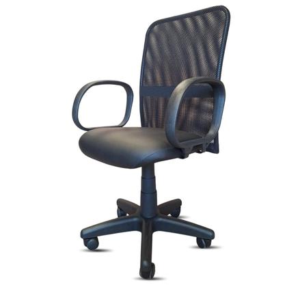 Imagem de Cadeira de Escritório Ergonômica NR17 Confortável Home Office Executiva Apoio Lombar Braços Trabalho Giratória Diretor Tela Mesh Preta Com Rodinha