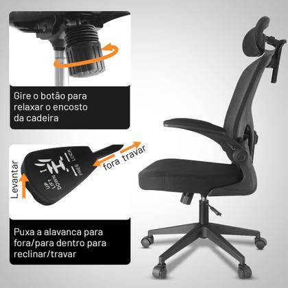 Imagem de Cadeira de Escritório Ergonômica Premium Fly Suporte Para Lombar Ajustável