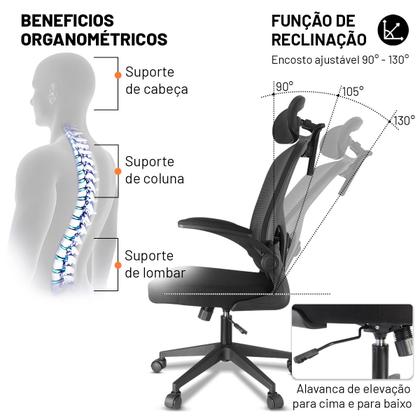 Imagem de Cadeira de Escritório Ergonômica Premium Fly Suporte Para Lombar Ajustável