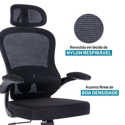 Imagem de Cadeira de Escritório Ergonômica Presidente Apoio Lombar Encosto Cabeça Giratória Sistema Relax Belmóveis BME1