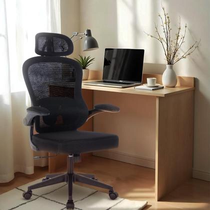 Imagem de Cadeira de Escritório Ergonômica Presidente Apoio Lombar Encosto Cabeça Giratória Sistema Relax Belmóveis BME1