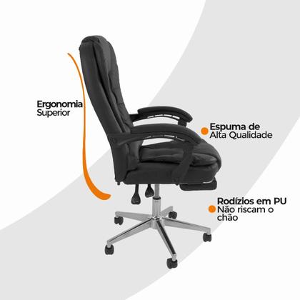 Imagem de Cadeira De Escritorio Ergonomica Presidente Apoio Para Pés