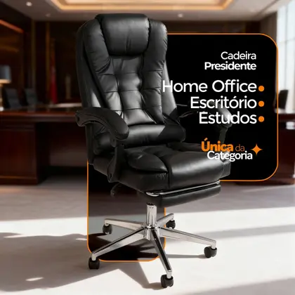 Imagem de Cadeira De Escritorio Ergonomica Presidente Apoio Para Pés
