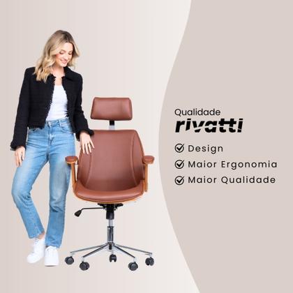 Imagem de Cadeira de Escritório Ergonômica Presidente Giratória Office Lisboa Madeira Rivatti Marrom