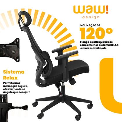 Imagem de Cadeira de Escritório Ergonômica Ravena com Suporte Lombar Em Tela Mesh Preto