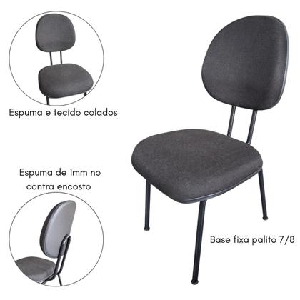 Imagem de Cadeira de Escritório Executiva na Base Fixa Palito Reforçada tecido Jserrano Preto