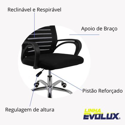 Imagem de Cadeira De Escritório Giratória Conforto Total Office Escrivaninha Atendimento Secretária Zebrada Estofado Mesh