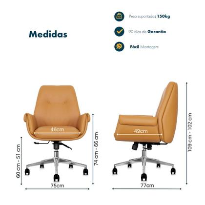 Imagem de Cadeira de Escritório Home Office Diretor Prestige Preta com Assento em Espuma laminada Base Giratória Cromada