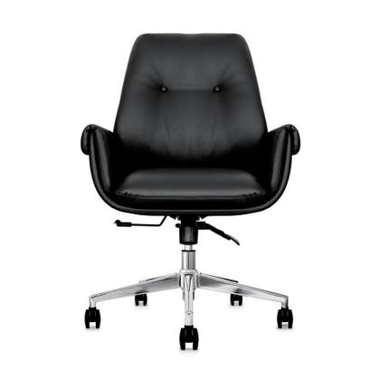 Imagem de Cadeira de Escritório Home Office Diretor Prestige Preta com Assento em Espuma laminada Base Giratória Cromada