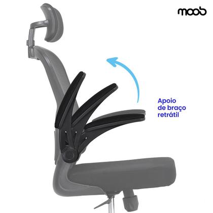 Imagem de Cadeira de Escritório Mesh Presidente Moob VENEZA Giratória Ergonômica Com Sistema Relax Preta