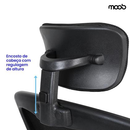 Imagem de Cadeira de Escritório Mesh Presidente Moob VENEZA Giratória Ergonômica Com Sistema Relax Preta