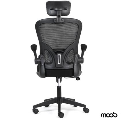 Imagem de Cadeira de Escritório Mesh Presidente Moob VENEZA Giratória Ergonômica Com Sistema Relax Preta