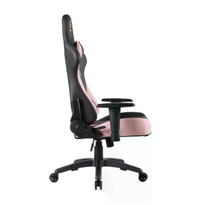 Imagem de Cadeira de Escritório Modelo Gamer Jogador Profissional Com Rodinhas Com Almofadas de Apoio para Lombar e Pescoço e Reclinação de 155 Cor Rosa e Preto