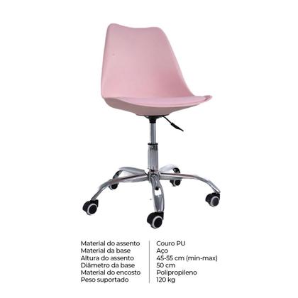 Imagem de Cadeira de Escritório Office com rodízios Estofada Leda Rosa