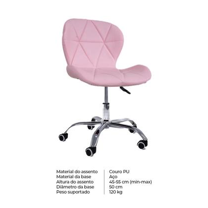 Imagem de Cadeira de Escritório Office com rodízios Estofada Slim Rosa