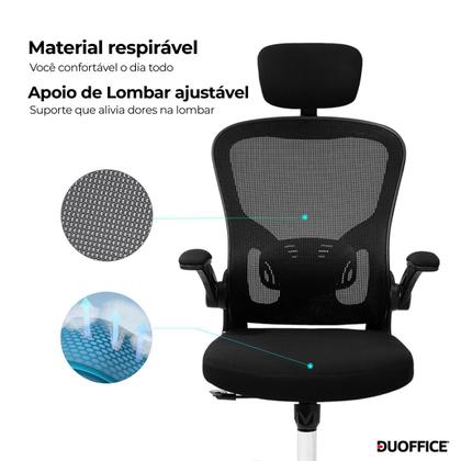 Imagem de Cadeira de Escritório Presidente Duoffice Vegas DU300 Apoio De Cabeça E Lombar