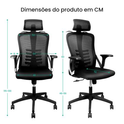 Imagem de Cadeira de Escritório Presidente Ergonômica Reclinável Com Trava e Cabideiro ERGO BASIC Crivelo